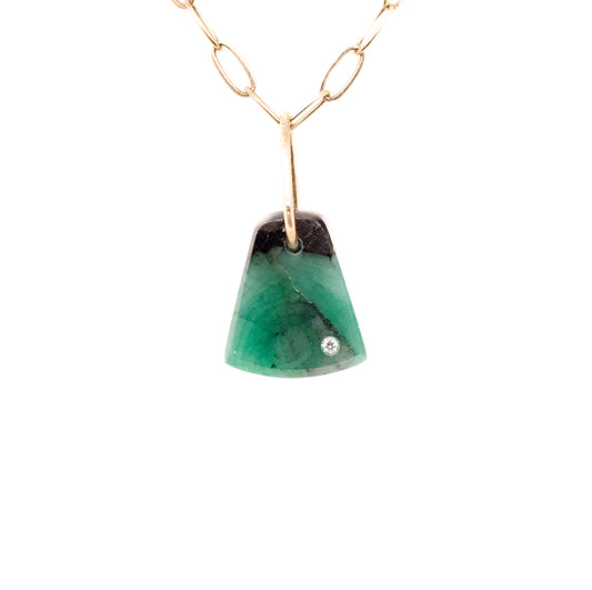 emerald gold diamond pebble charm
