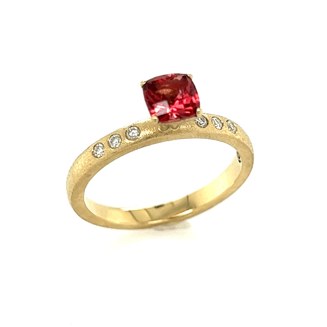 Garnet and Diamonds Gold Ring