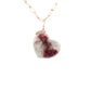 garnet in quartz gold diamond heart charm