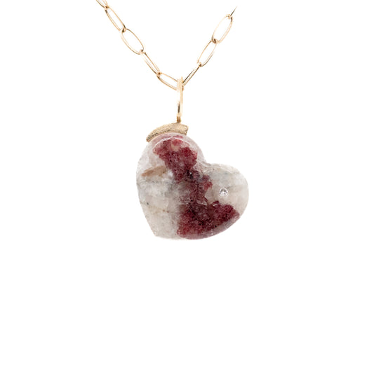 garnet in quartz gold diamond heart charm