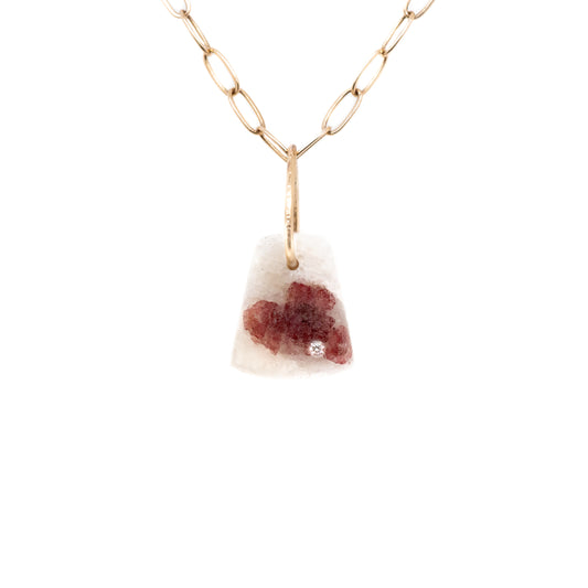 garnet in quartz gold diamond pebble charm