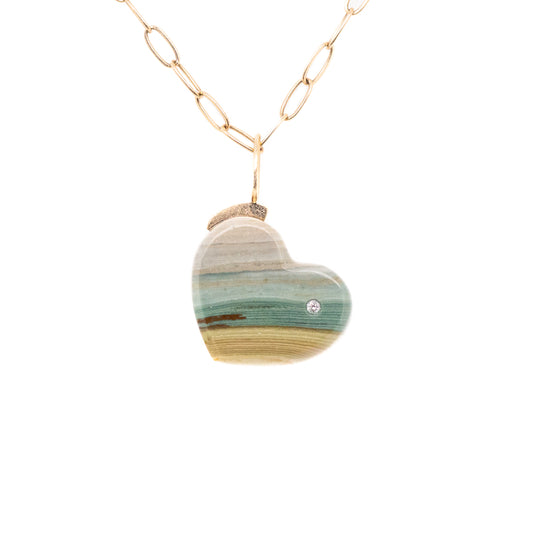 gary green jasper gold diamond heart charm