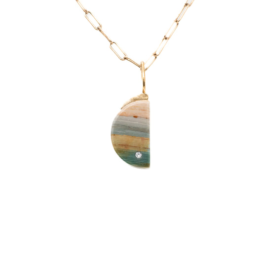 gary green jasper and Diamond Gold moon Charm