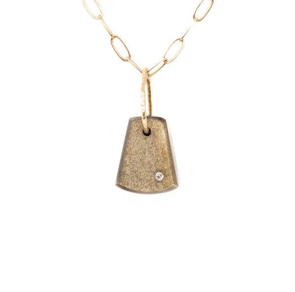 Golden Sheen Obsidian and Diamond Gold Pebble Charm