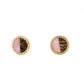 Pink Opal and Dinosaur Bone Gold Intarsia Stud Earrings