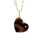 Peanut Obsidian and Diamond Gold Heart Charm