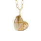 Rutilated Quartz and Diamonds Gold Heart Charm