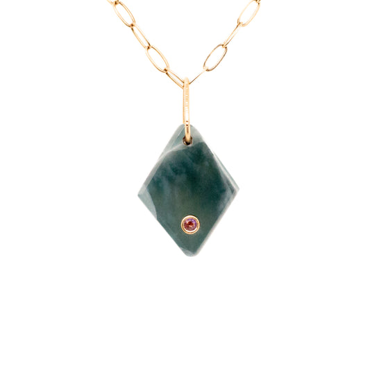 Guatemalan jade gold diamond charm 