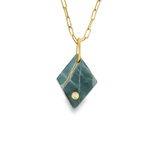 Jade and Diamond Gold Kintsugi Diamond Charm