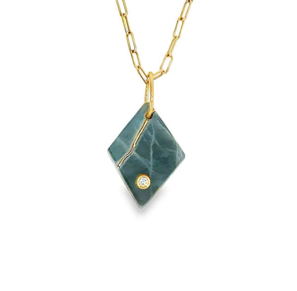 Jade and Diamond Gold Kintsugi Diamond Charm