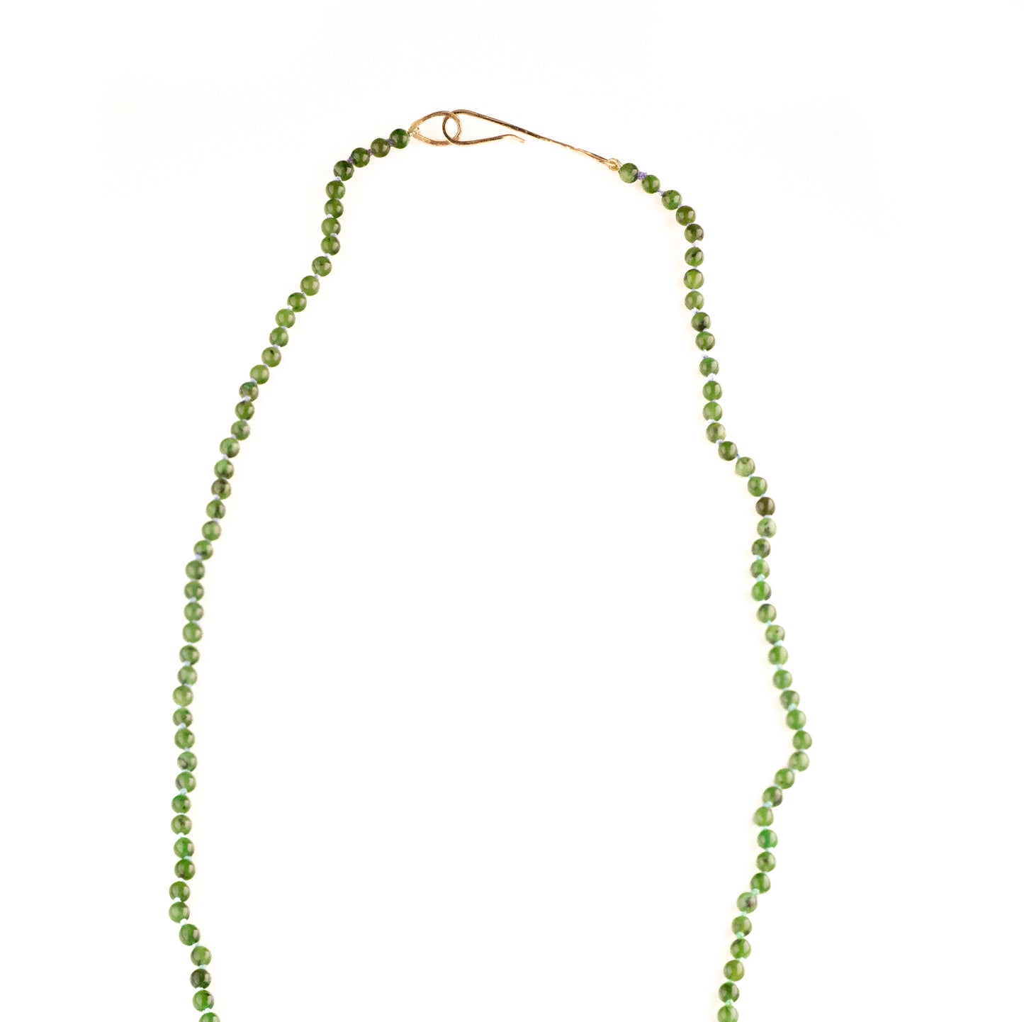 Hand Knotted Jade and Gold Necklace with Tahitian Pearl