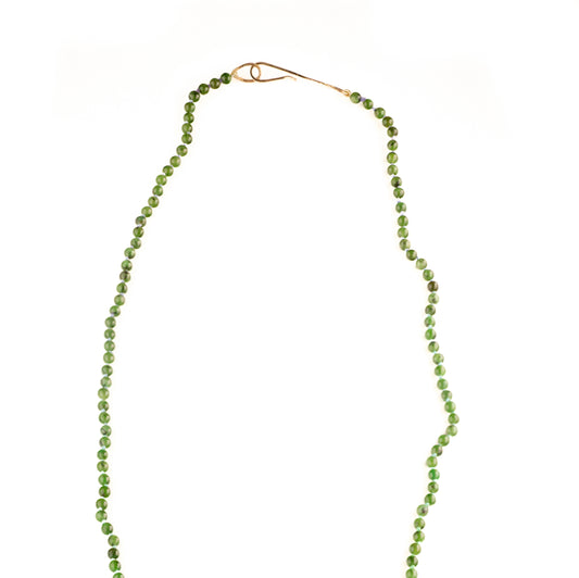 Hand Knotted Jade and Gold Necklace with Tahitian Pearl
