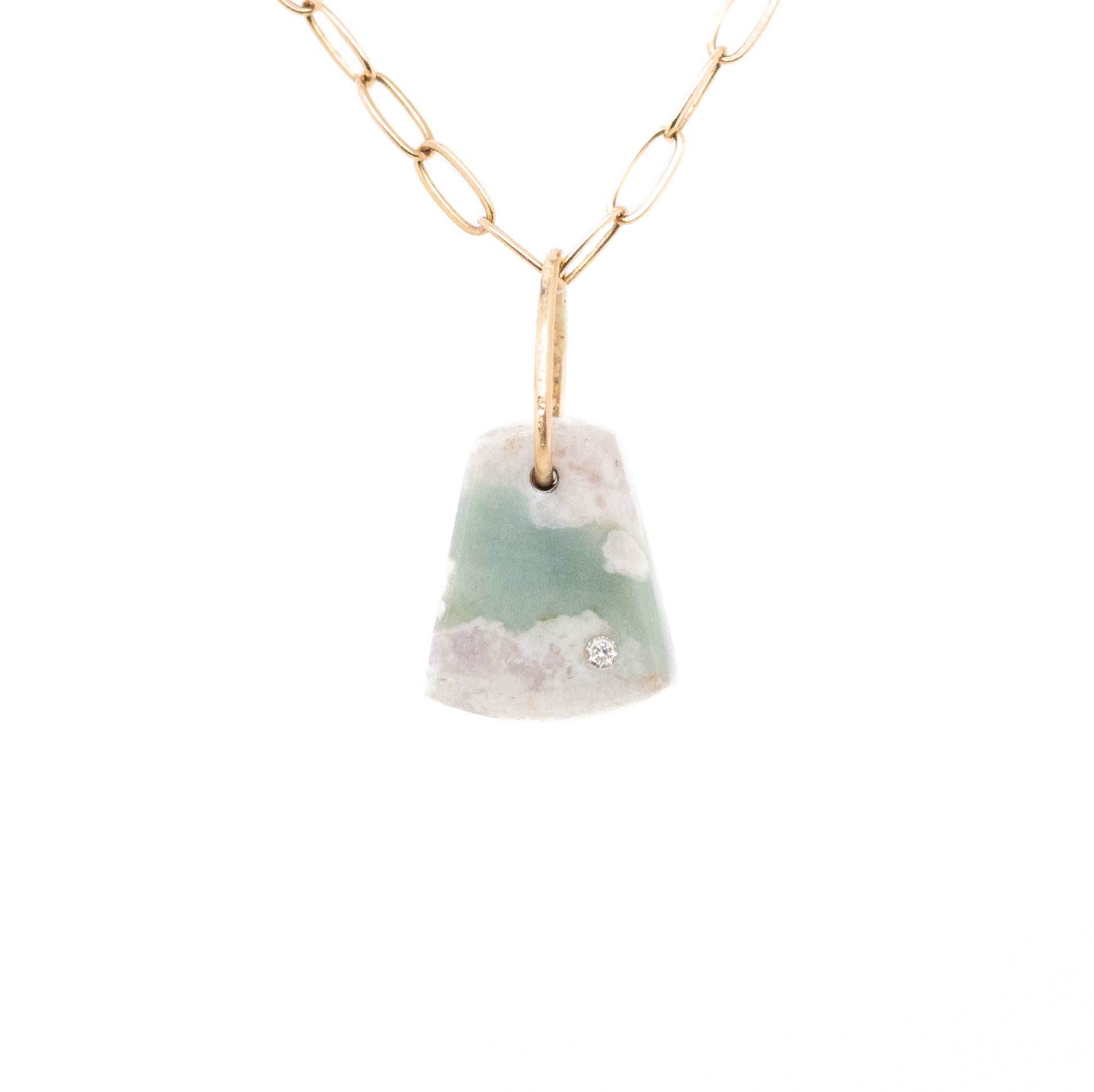purple green jade gold diamond pebble charm