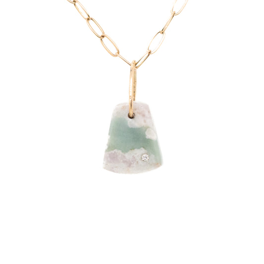 purple green jade gold diamond pebble charm