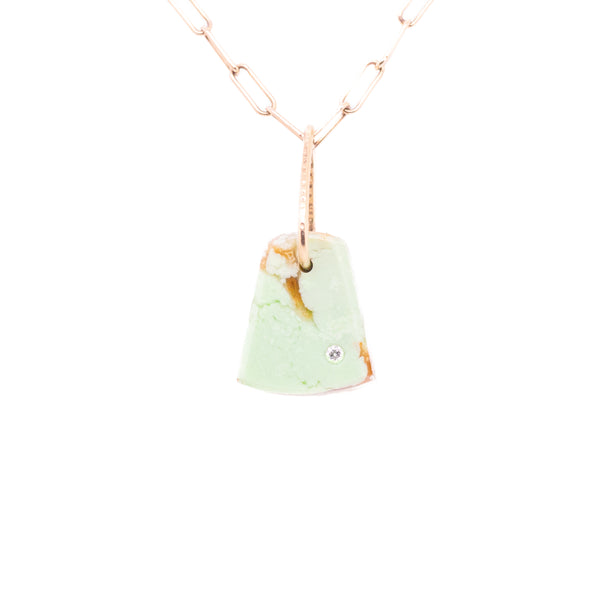 Lemon Chrysoprase and Diamond Gold Pebble Charm