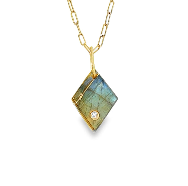 Labradorite and Diamond Gold Kintsugi Diamond Charm