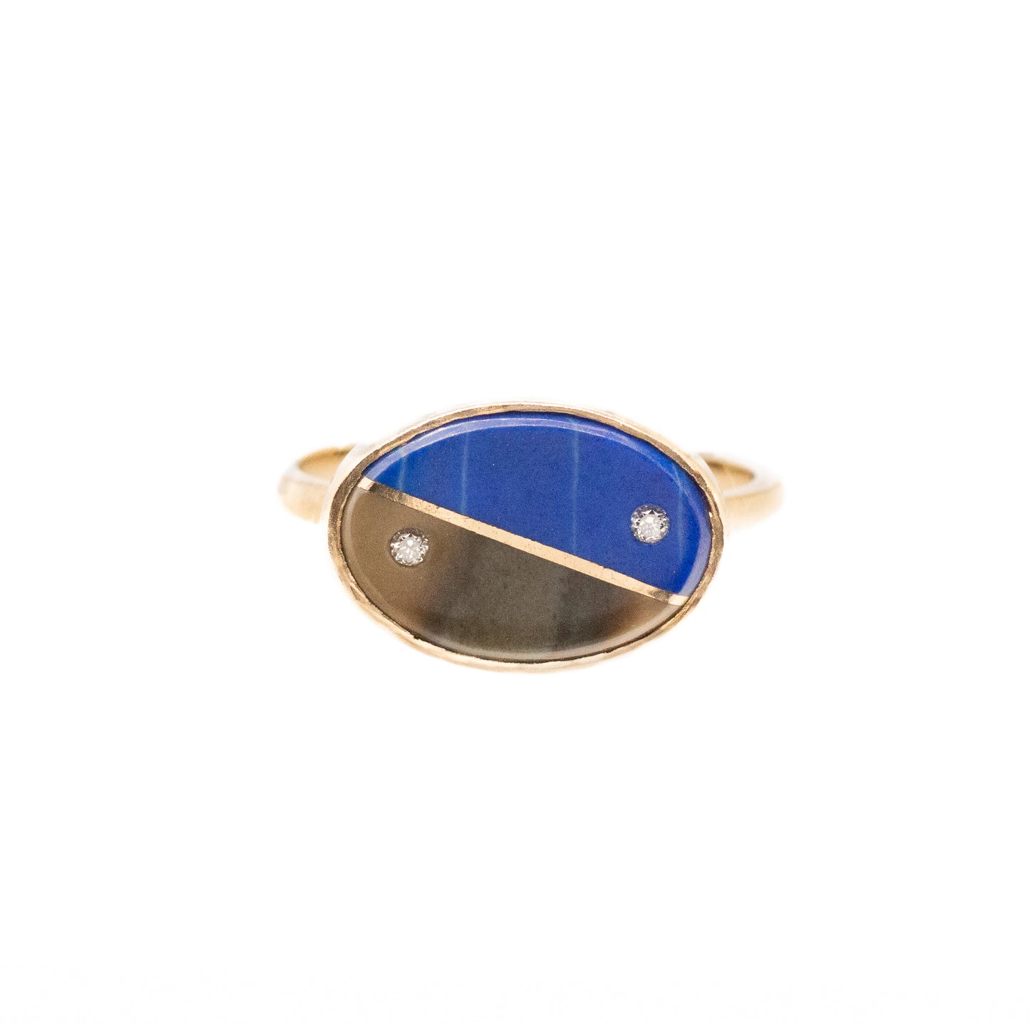 Lapis, Polychrome, and Diamonds Equinox Intarsia Gold Ring