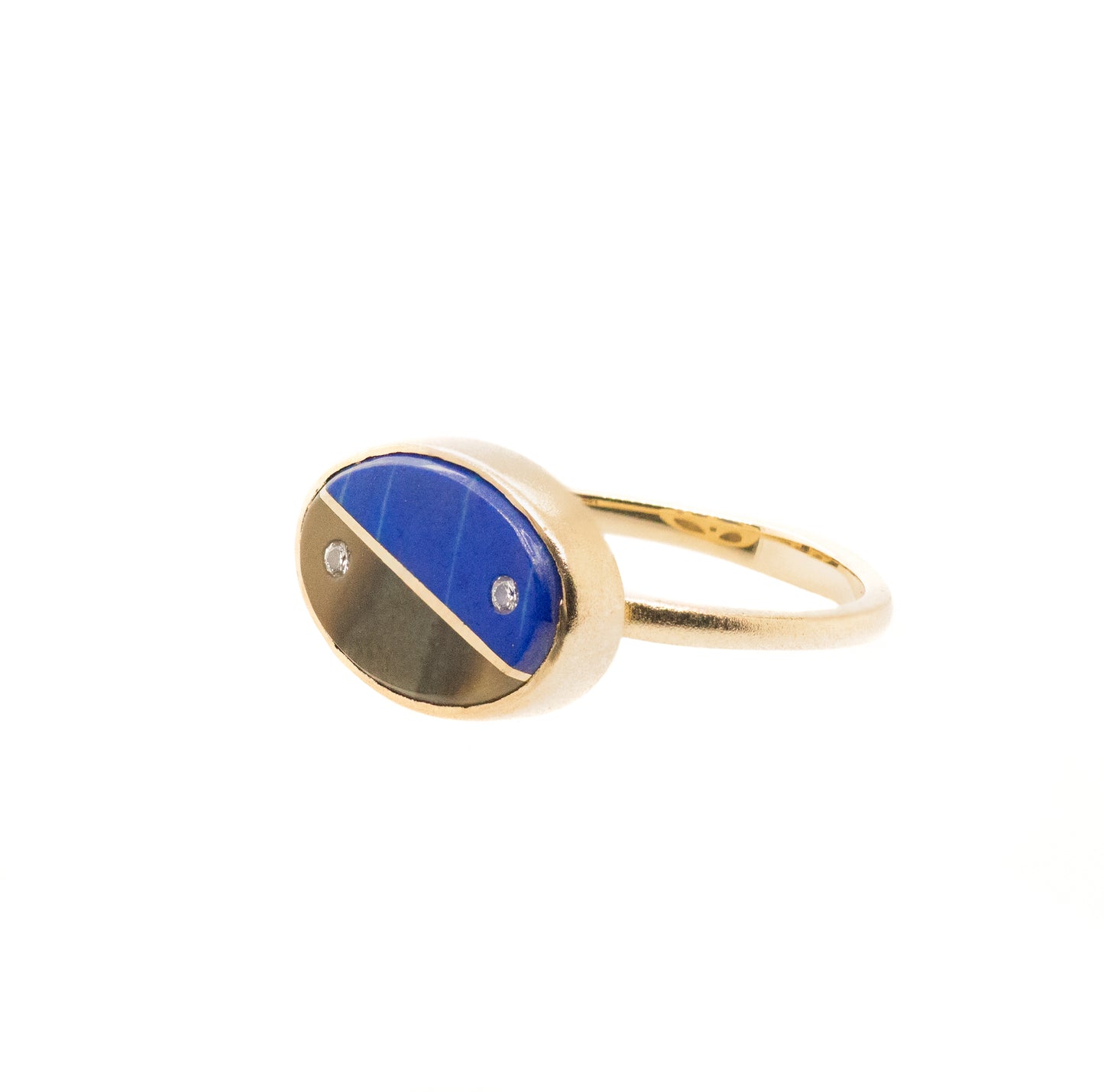 Lapis, Polychrome, and Diamonds Equinox Intarsia Gold Ring