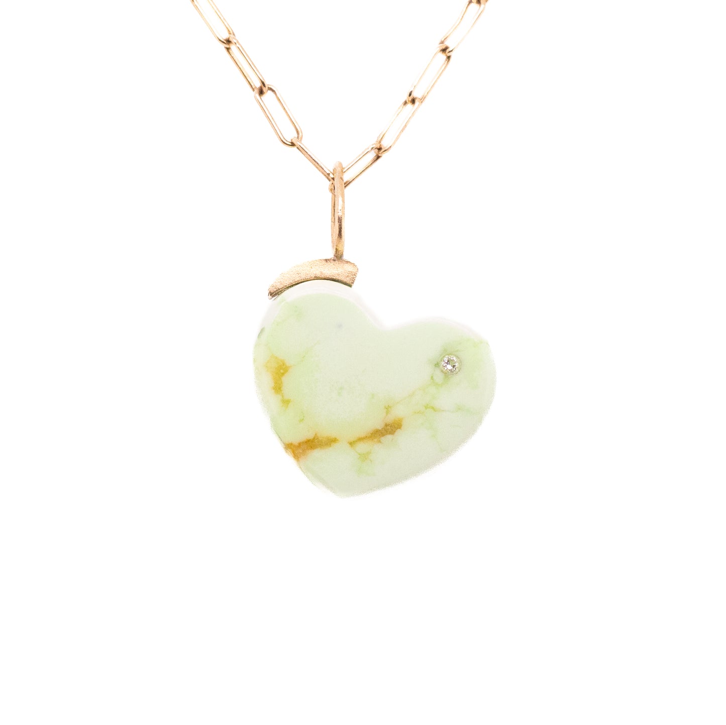 lemon chrysoprase gold and diamond heart charm