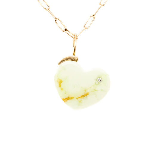 lemon chrysoprase gold and diamond heart charm