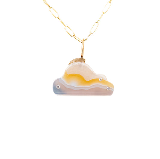 Lemon Light Agate and Diamonds Cloud Charm