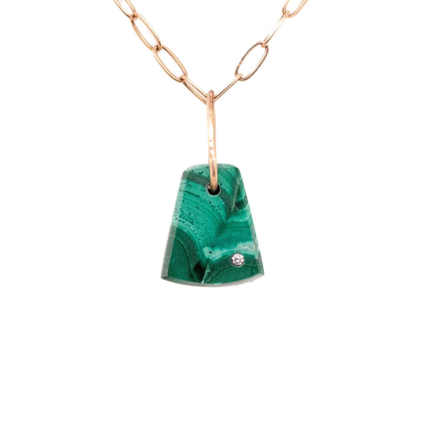 malachite gold diamond pebble charm
