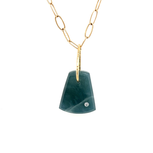 Jade and Diamond Gold Pebble Charm