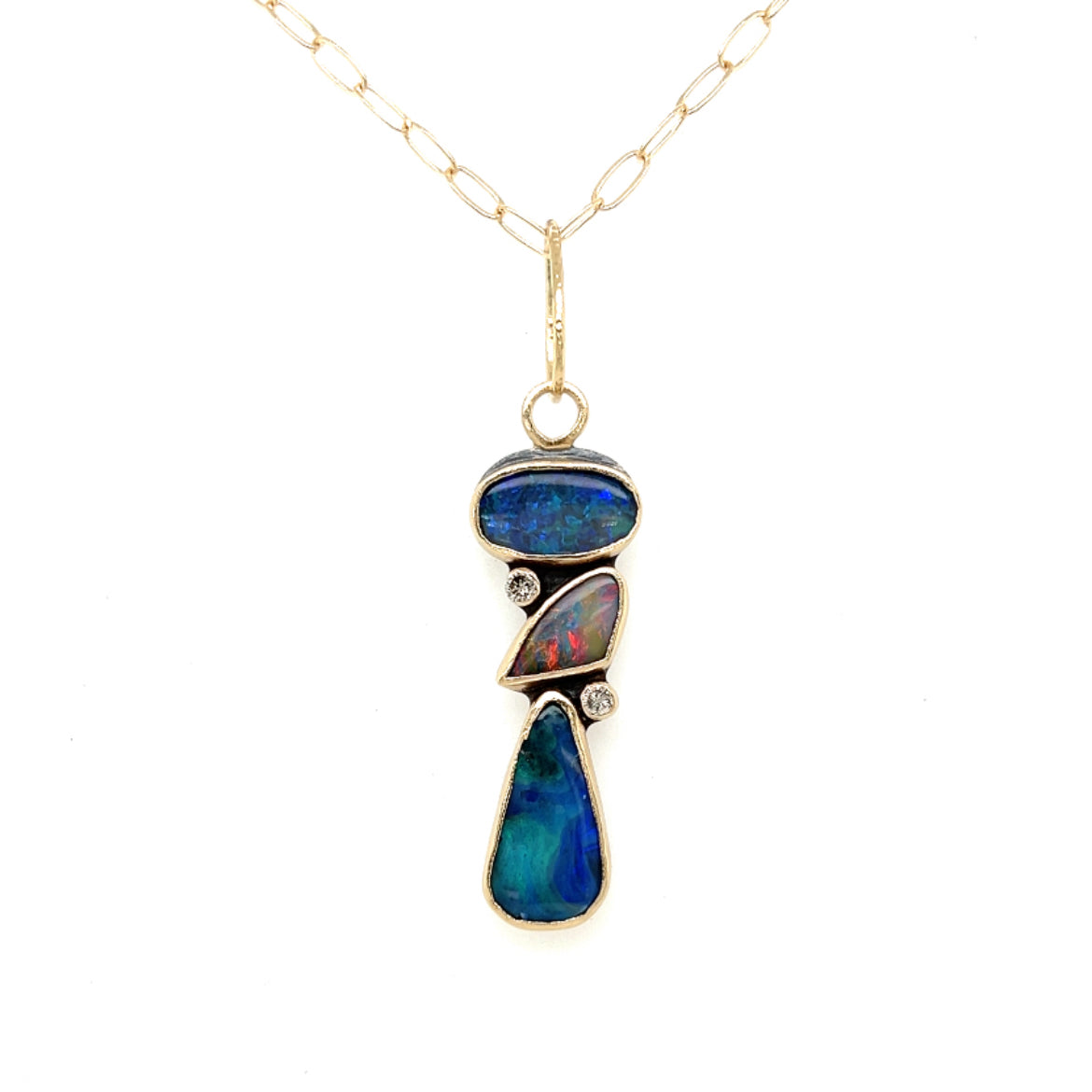 Opal and Diamond Gold Pendant (custom order)