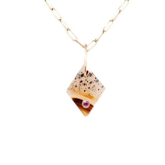 montana agate and ruby gold mini diamond charm