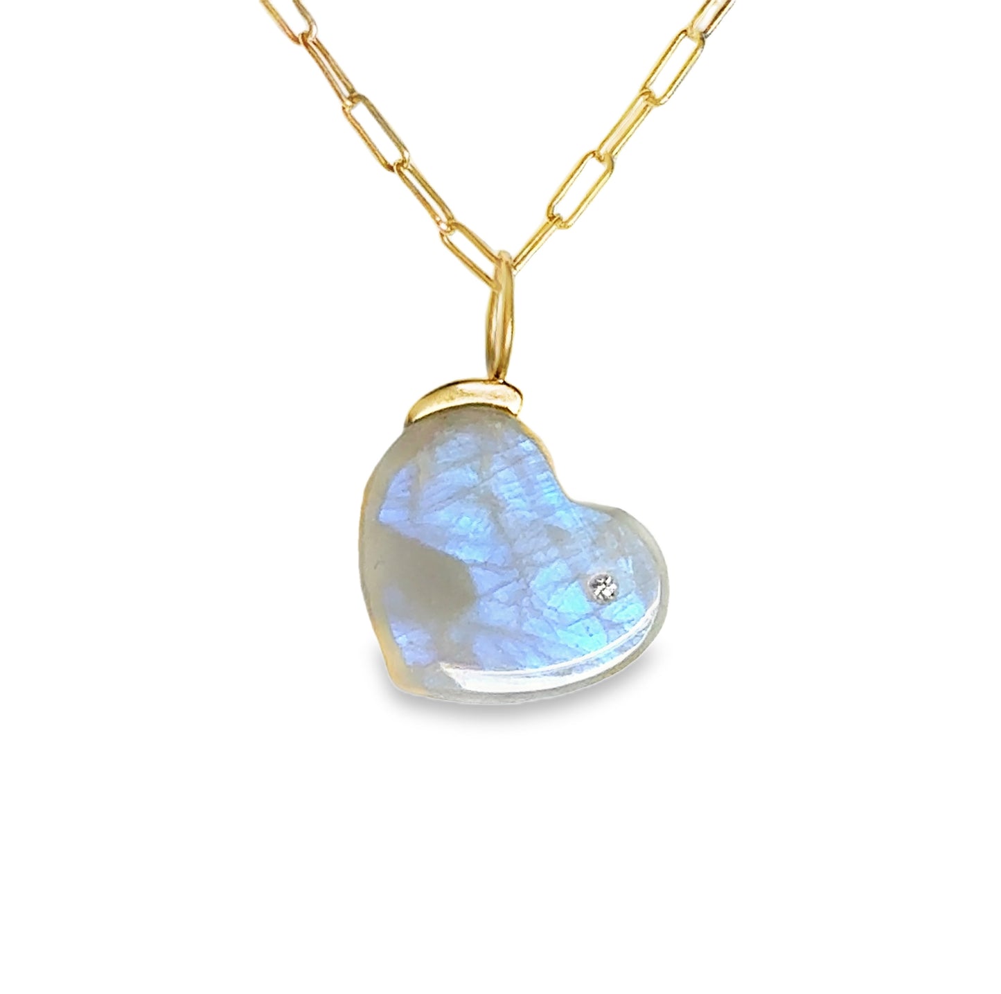 moonstone and diamond gold heart charm
