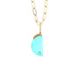 Turquoise and Diamond Gold Moon Charm