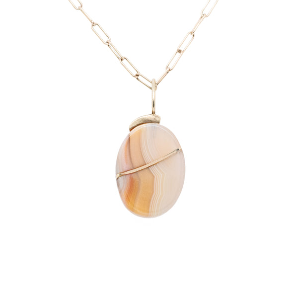 Agate Gold Kintsugi Oval Charm