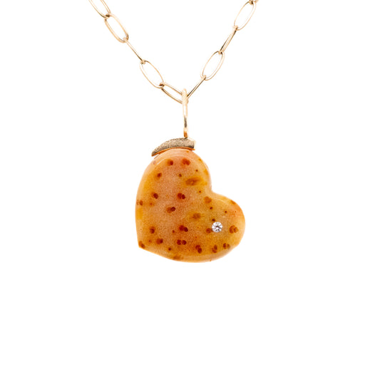 palm wood gold diamond heart charm