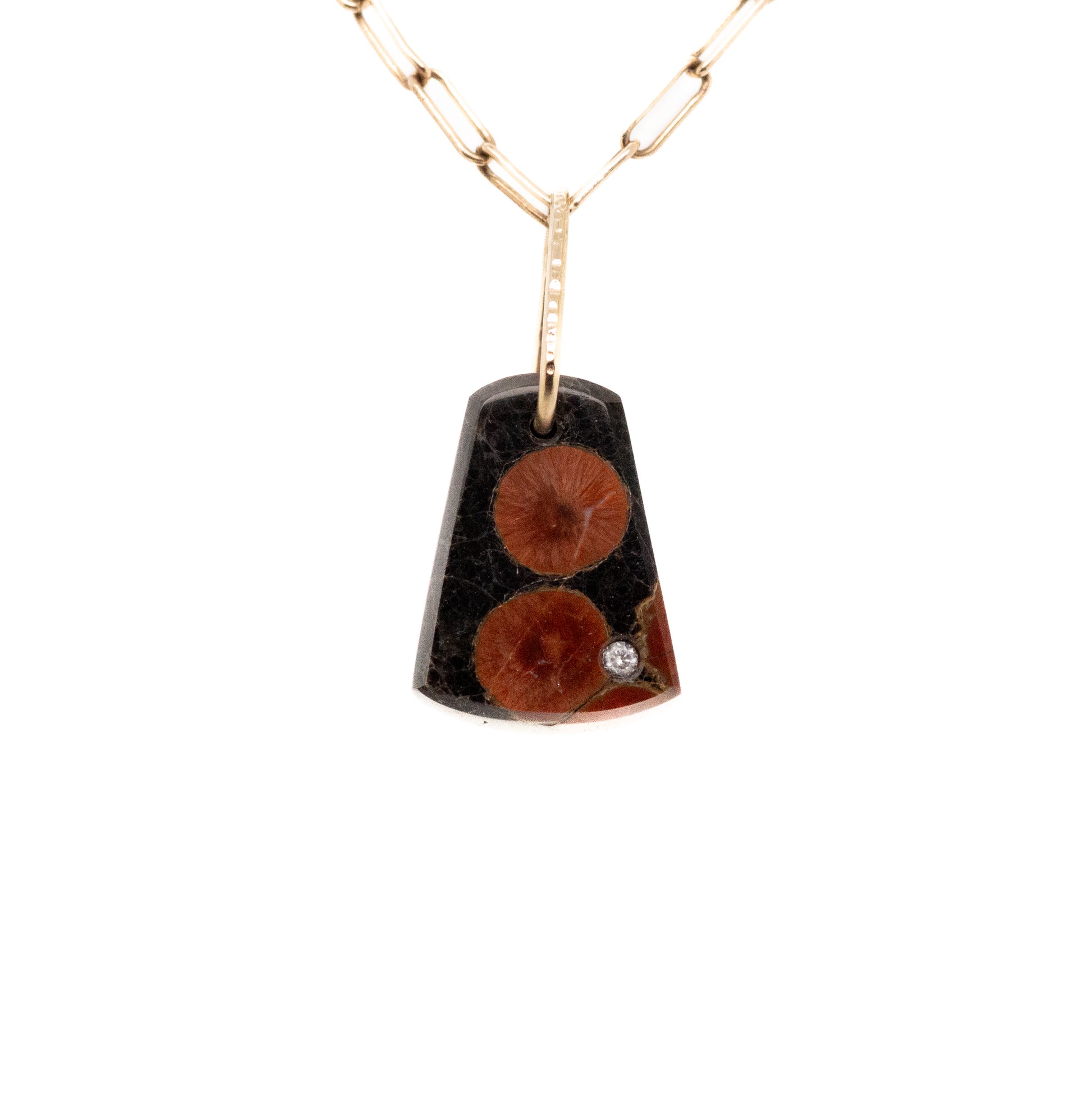 peanut obsidian and diamond gold pebble charm