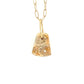 Fossilized Coral and Diamond Gold Pebble Charm