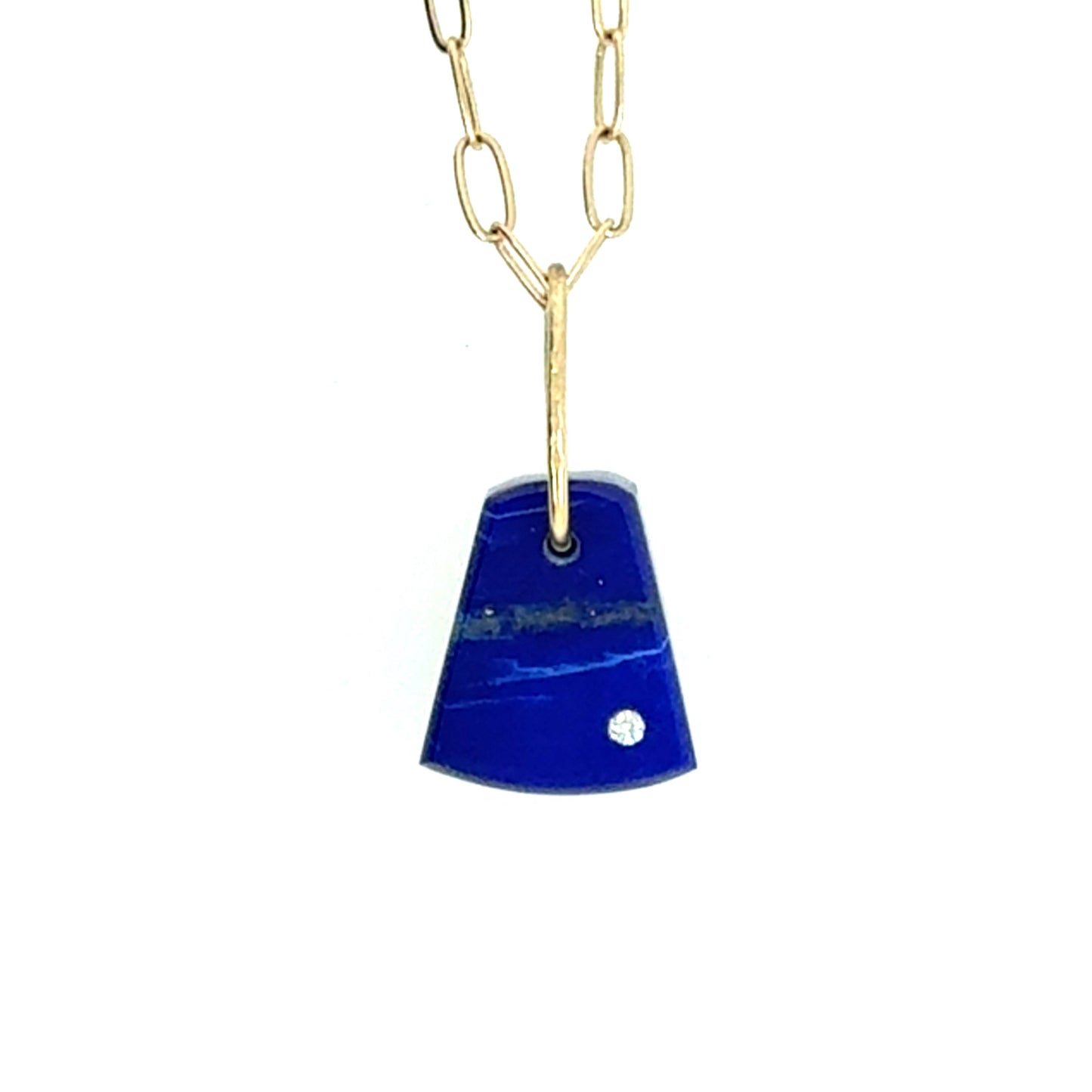 Lapis and Diamond Gold Pebble Charm