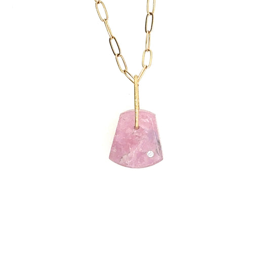 Tourmaline and Diamond Gold Pebble Charm