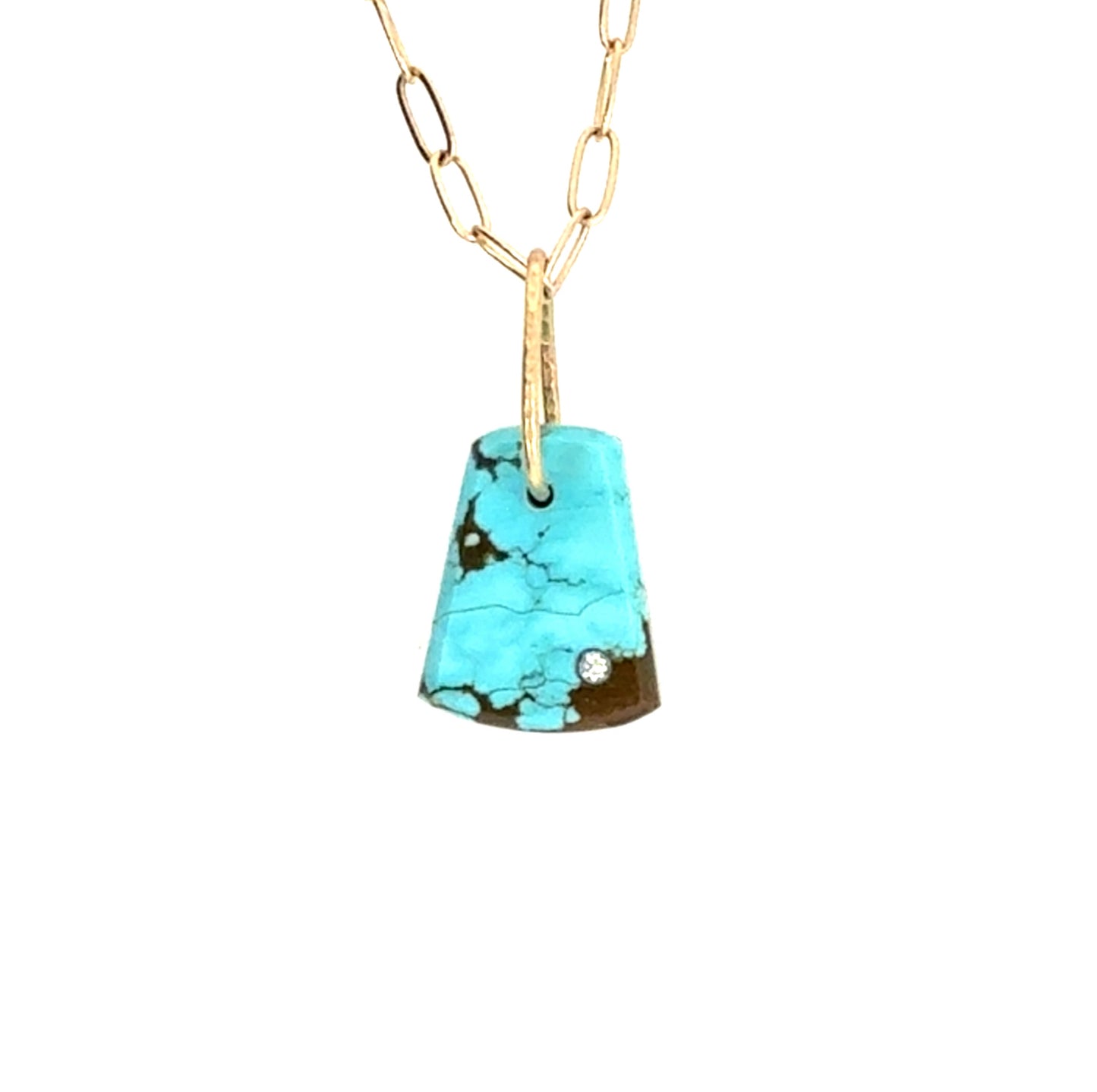 Turquoise and Diamond Gold Pebble Charm