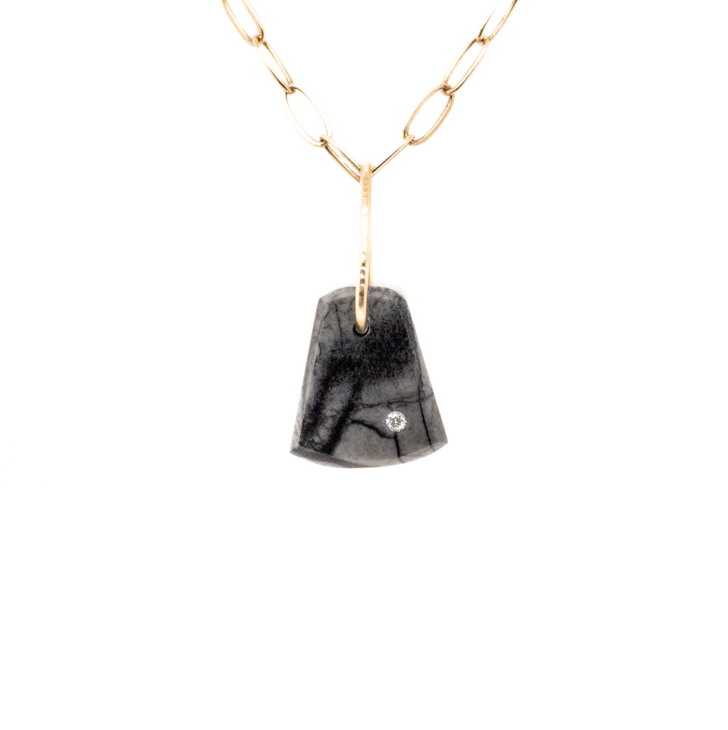 picasso jasper gold diamond pebble charm