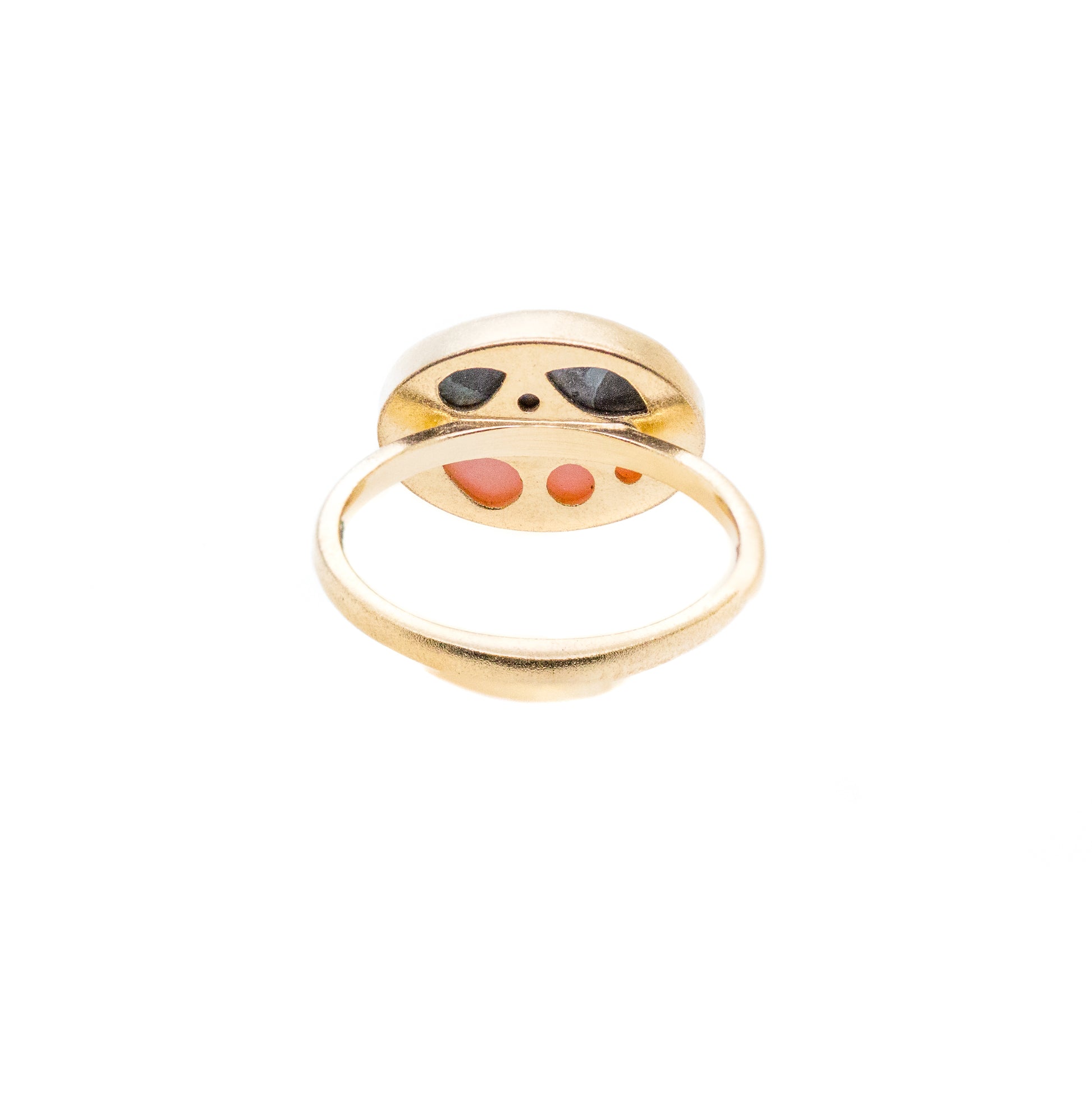 Pietersite, Pink Opal and Diamonds Equinox Intarsia Gold Ring 