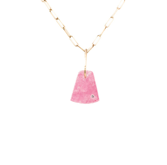 pink tourmaline and diamond gold pebble charm
