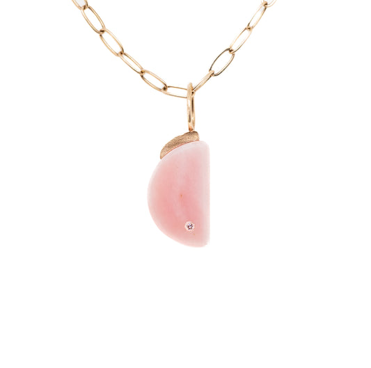 pink opal gold diamond moon charm