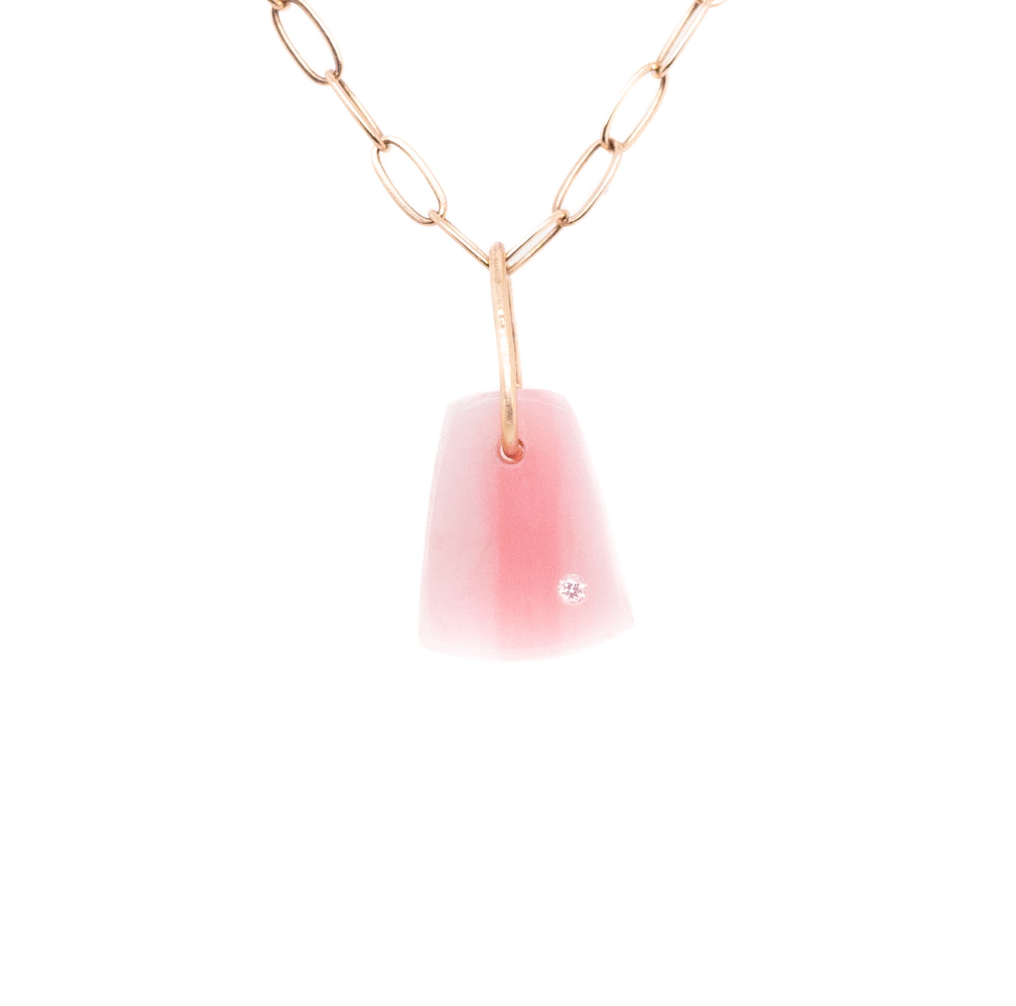 pink opal gold diamond pebble charm