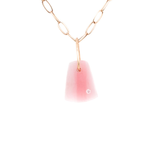 pink opal gold diamond pebble charm