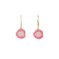pink tourmaline slices diamonds gold hoop earrings