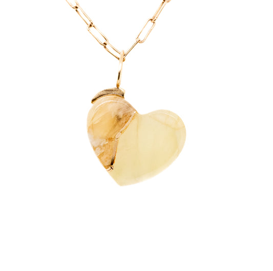 prehnite gold kintsugi heart charm
