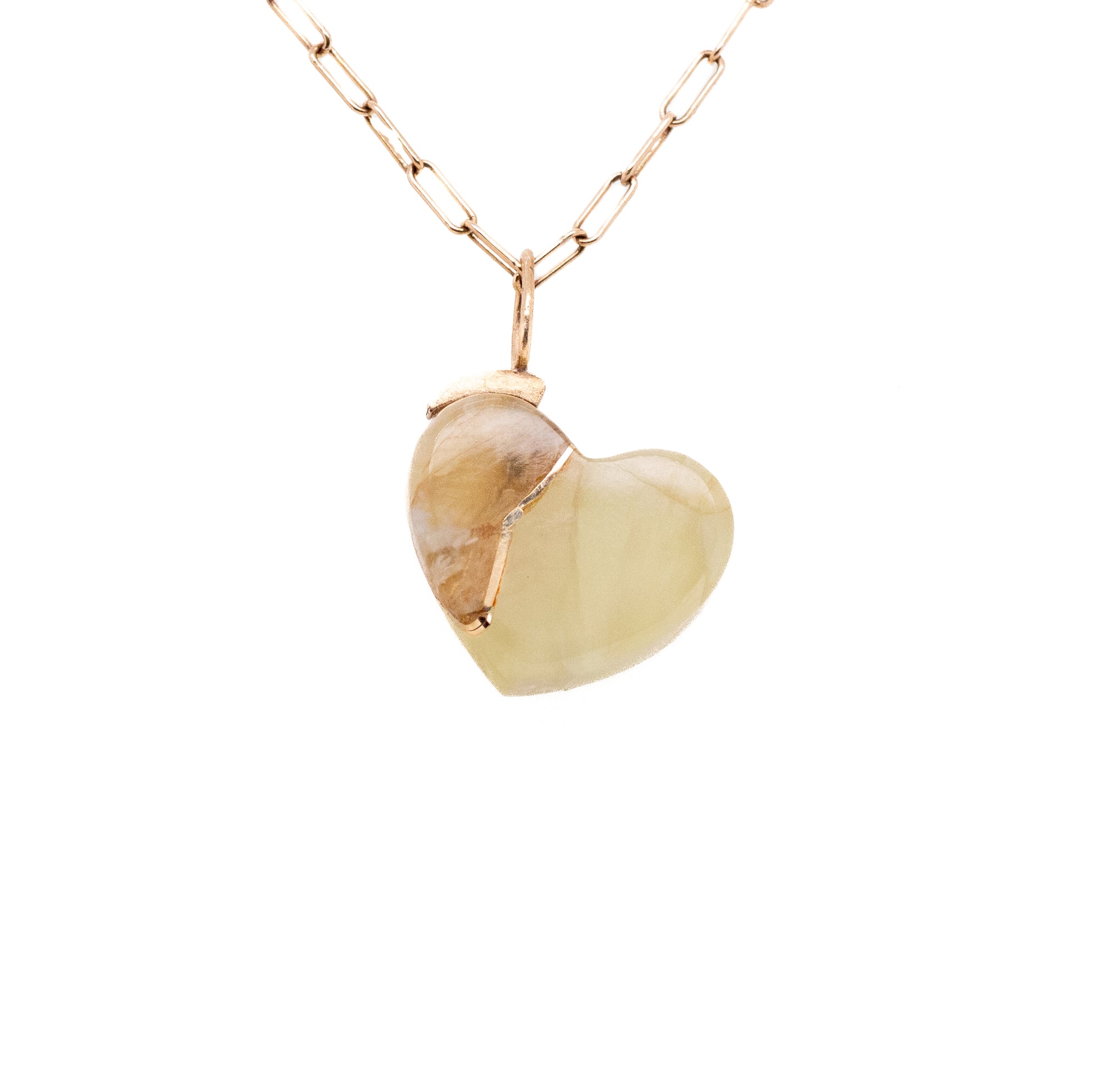 prehnite gold kintsugi heart charm