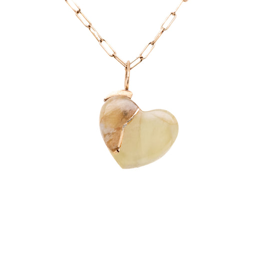 prehnite gold kintsugi heart charm