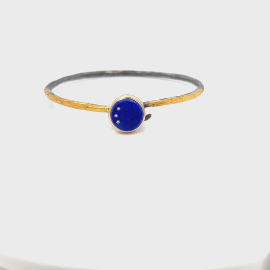 Lapis and Diamond Gold Moon Bracelet