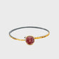 Rhodochrosite and Diamond Gold Moon Bracelet